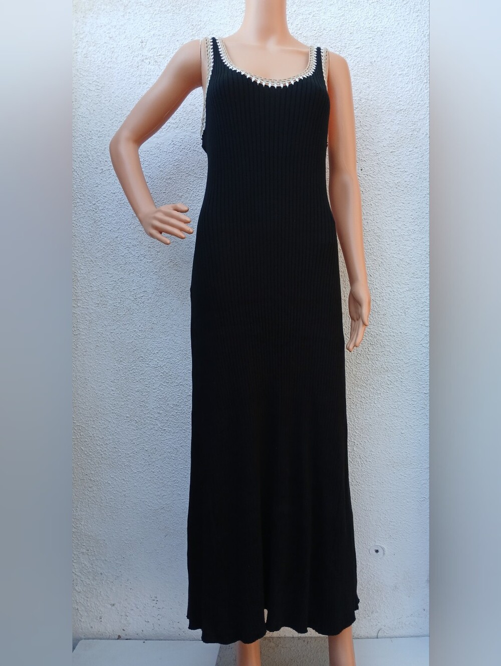 Rails Colleen Black Ribbed Cotton Midi Dress NWT Size M $268